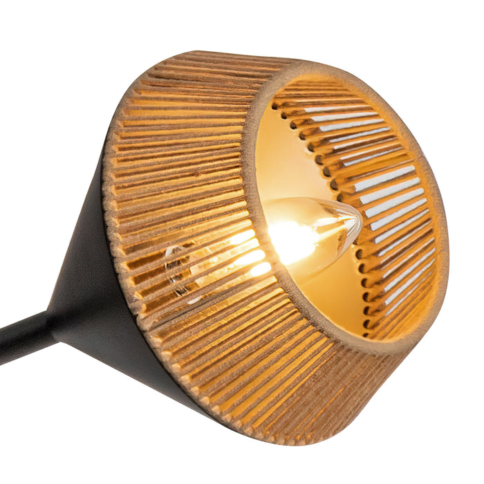 Daphne Six Light Chandelier Matte Black/Brown Cotton Rope-Large Chandeliers-Alora-Lighting Design Store