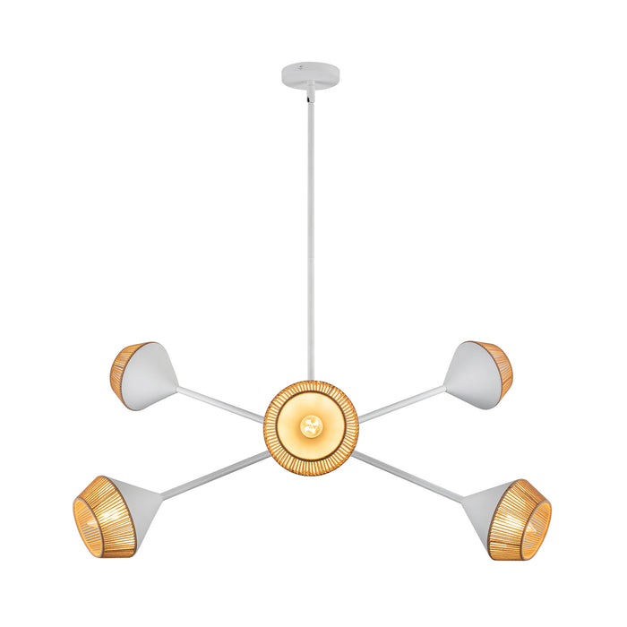 Daphne Six Light Chandelier White/Brown Cotton Rope-Large Chandeliers-Alora-Lighting Design Store
