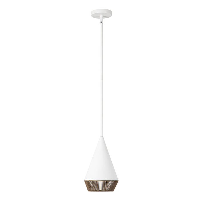 Daphne One Light Pendant White/Brown Cotton Rope-Mini Pendants-Alora-Lighting Design Store