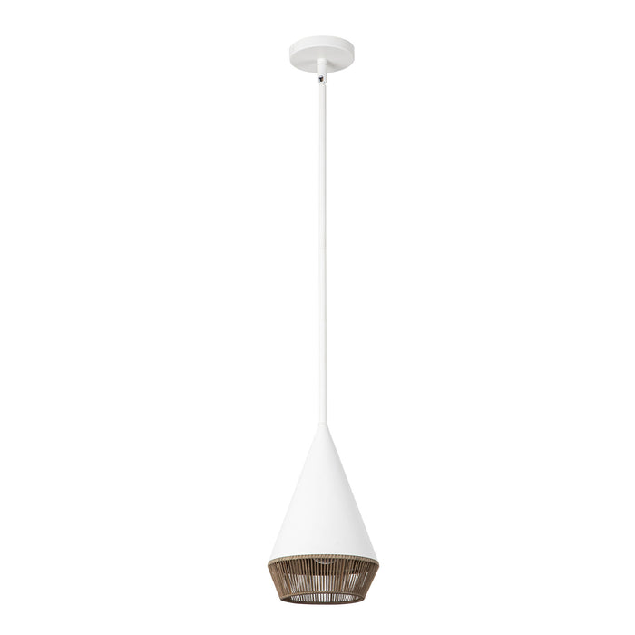 Daphne One Light Pendant White/Brown Cotton Rope-Mini Pendants-Alora-Lighting Design Store