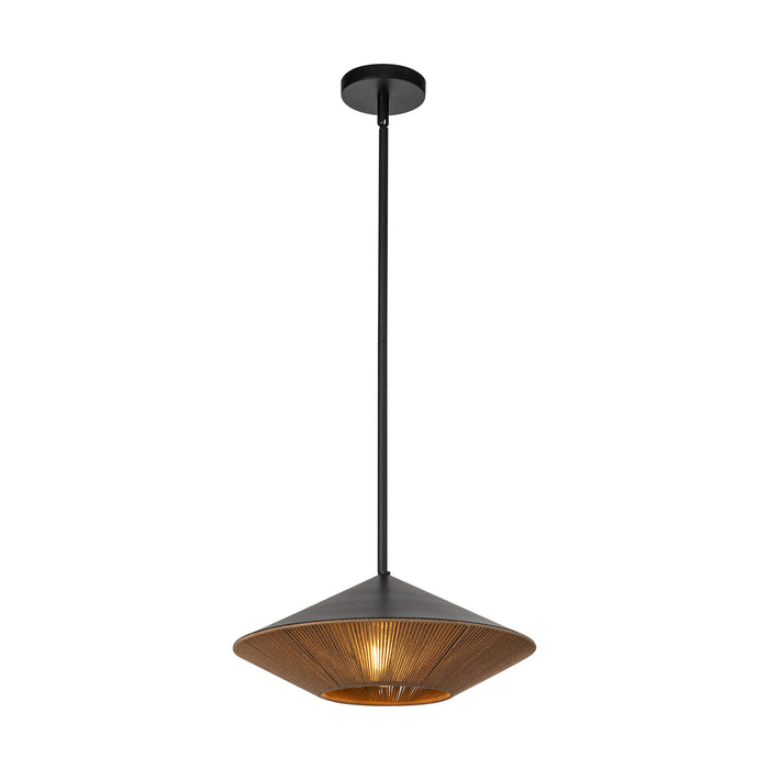Daphne One Light Pendant Matte Black/Brown Cotton Rope-Pendants-Alora-Lighting Design Store