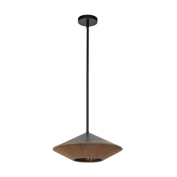 Daphne One Light Pendant Matte Black/Brown Cotton Rope-Pendants-Alora-Lighting Design Store