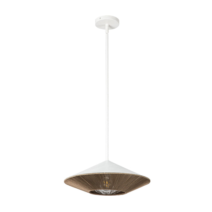 Daphne One Light Pendant White/Brown Cotton Rope-Pendants-Alora-Lighting Design Store