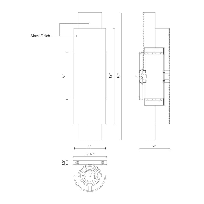 Dela LED Wall Sconce Black/Gold Leaf-Sconces-Kuzco Lighting-Lighting Design Store
