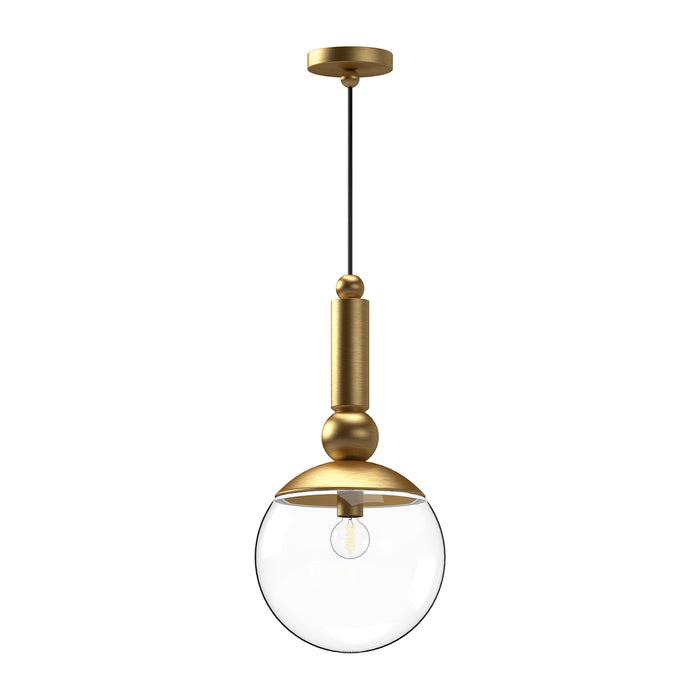 Delilah One Light Pendant Brushed Gold/Clear Glass-Mini Pendants-Alora-Lighting Design Store