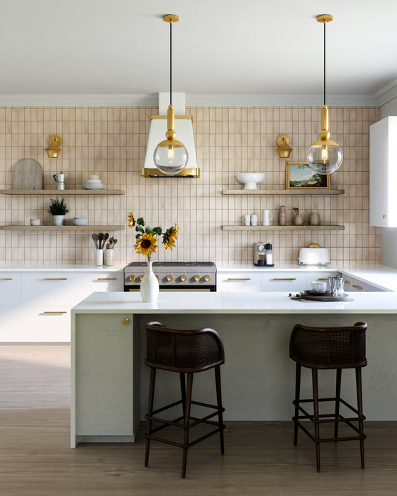 Delilah One Light Pendant Brushed Gold/Clear Glass-Mini Pendants-Alora-Lighting Design Store