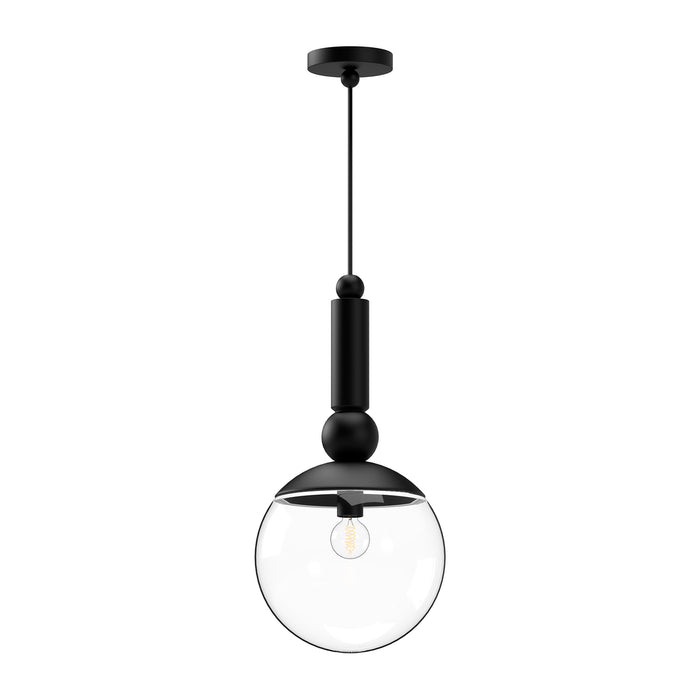 Delilah One Light Pendant Clear Glass/Matte Black-Mini Pendants-Alora-Lighting Design Store