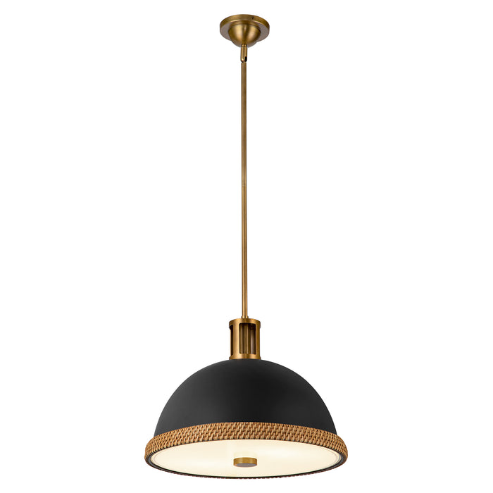 Doral Two Light Pendant Matte Black/Vintage Brass-Pendants-Alora-Lighting Design Store