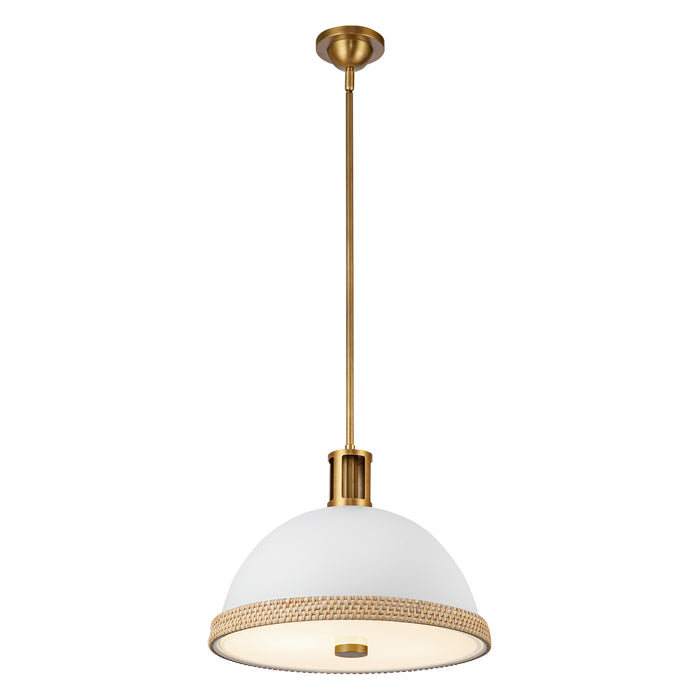 Doral Two Light Pendant Matte White/Vintage Brass-Pendants-Alora-Lighting Design Store