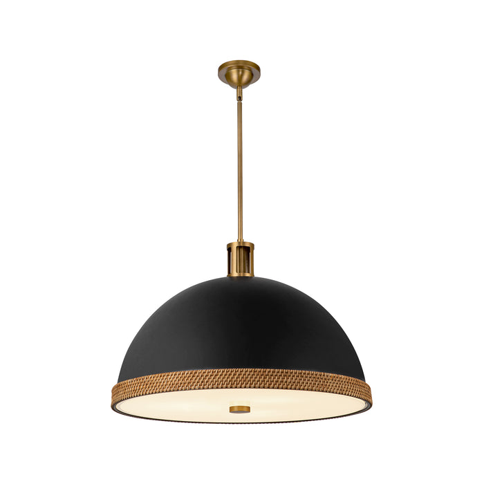 Doral Three Light Pendant Matte Black/Vintage Brass-Pendants-Alora-Lighting Design Store