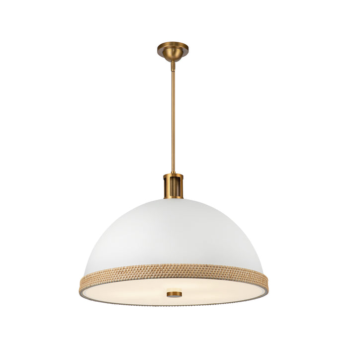 Doral Three Light Pendant Matte White/Vintage Brass-Pendants-Alora-Lighting Design Store