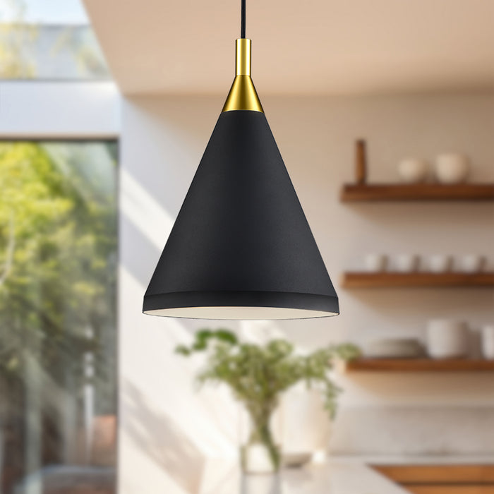 Dorothy One Light Pendant Black With Gold Detail-Mini Pendants-Kuzco Lighting-Lighting Design Store
