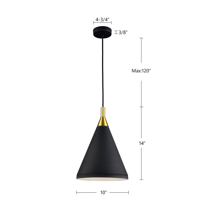 Dorothy One Light Pendant Black With Gold Detail-Mini Pendants-Kuzco Lighting-Lighting Design Store