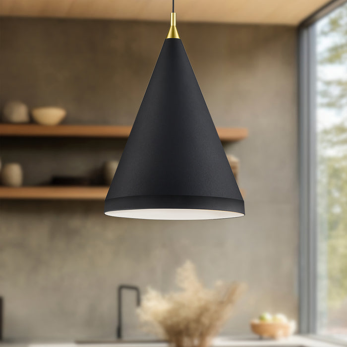 Dorothy One Light Pendant Black With Gold Detail-Pendants-Kuzco Lighting-Lighting Design Store