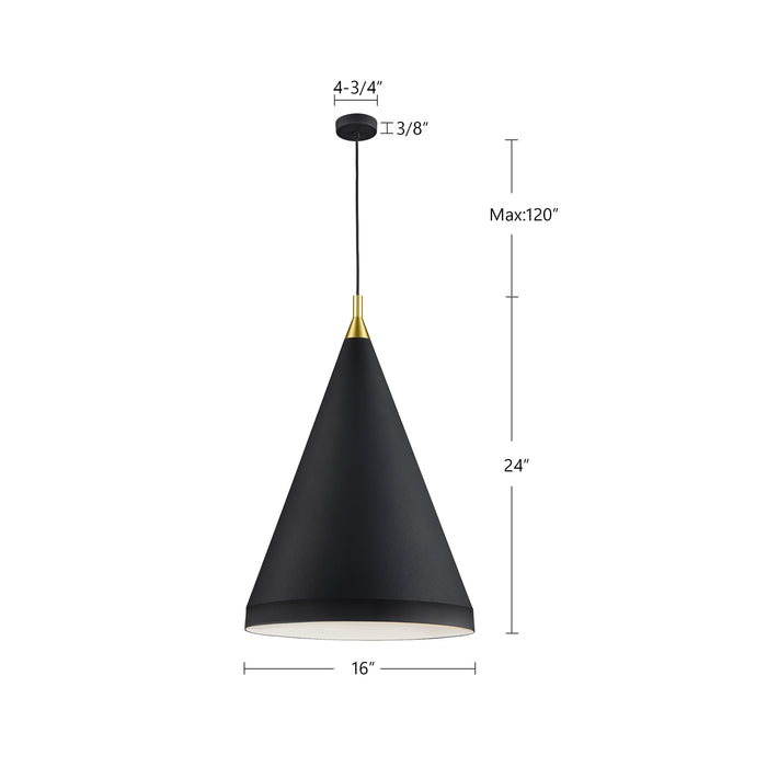 Dorothy One Light Pendant Brushed Nickel With Black Detail-Pendants-Kuzco Lighting-Lighting Design Store