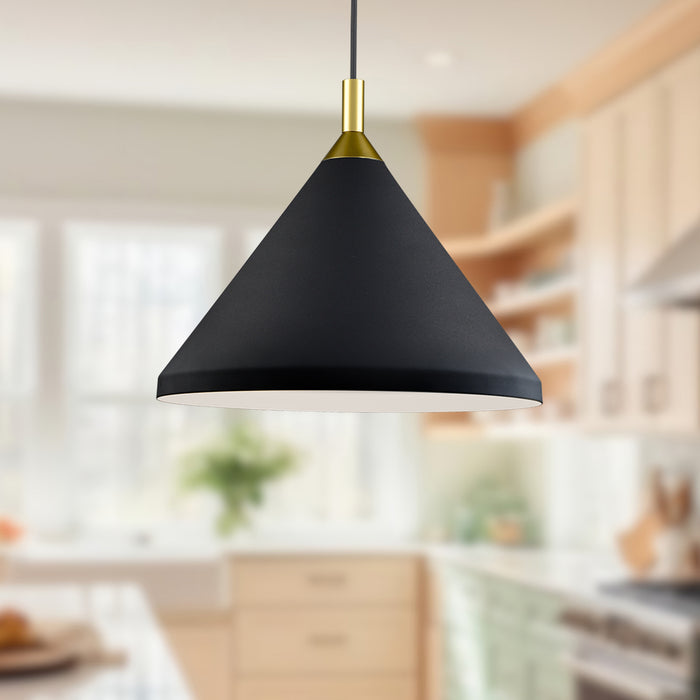 Dorothy One Light Pendant Black With Gold Detail-Pendants-Kuzco Lighting-Lighting Design Store