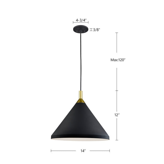 Dorothy One Light Pendant Black With Gold Detail-Pendants-Kuzco Lighting-Lighting Design Store