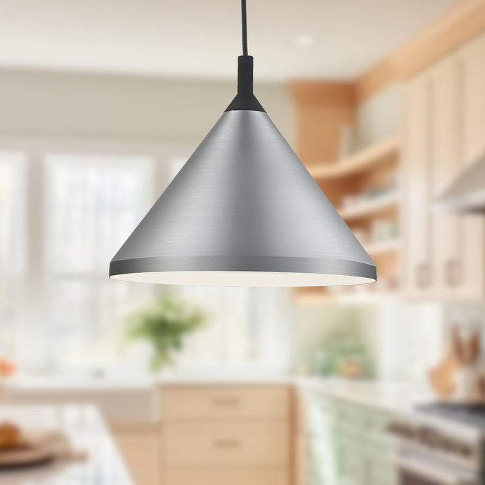 Dorothy One Light Pendant Brushed Nickel With Black Detail-Pendants-Kuzco Lighting-Lighting Design Store