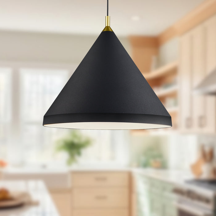 Dorothy One Light Pendant Black With Gold Detail-Pendants-Kuzco Lighting-Lighting Design Store