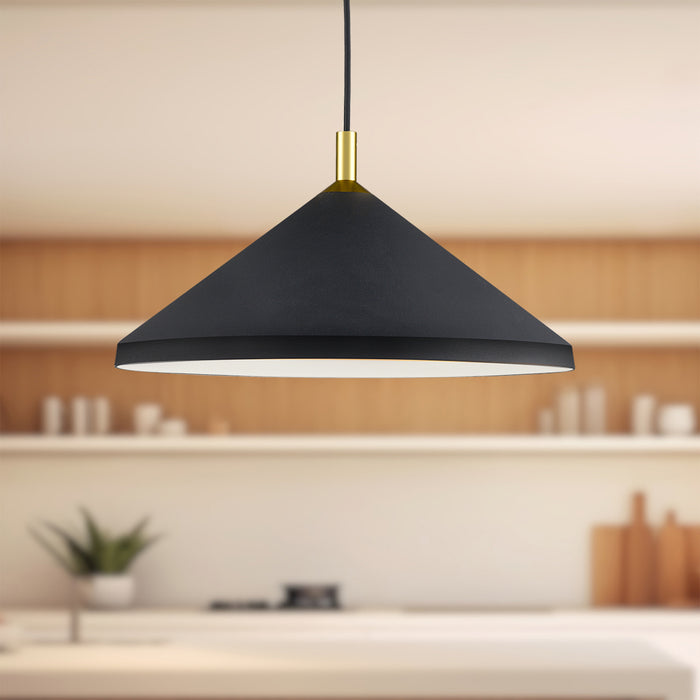 Dorothy One Light Pendant Black With Gold Detail-Pendants-Kuzco Lighting-Lighting Design Store
