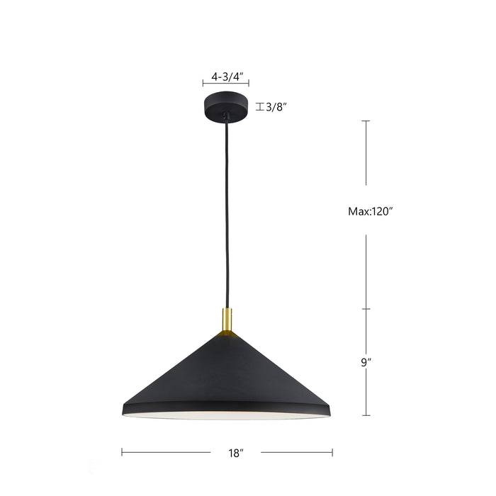 Dorothy One Light Pendant Brushed Nickel With Black Detail-Pendants-Kuzco Lighting-Lighting Design Store