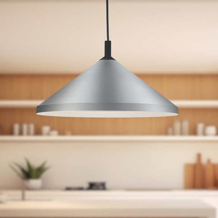 Dorothy One Light Pendant Brushed Nickel With Black Detail-Pendants-Kuzco Lighting-Lighting Design Store
