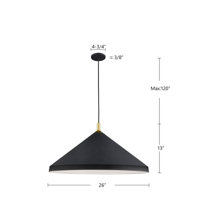Dorothy One Light Pendant Brushed Nickel With Black Detail-Pendants-Kuzco Lighting-Lighting Design Store