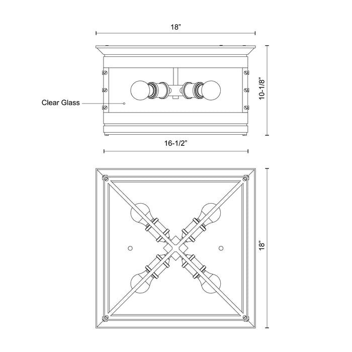 Douglas Four Light Flush Mount Urban Bronze-Flush Mounts-Alora-Lighting Design Store