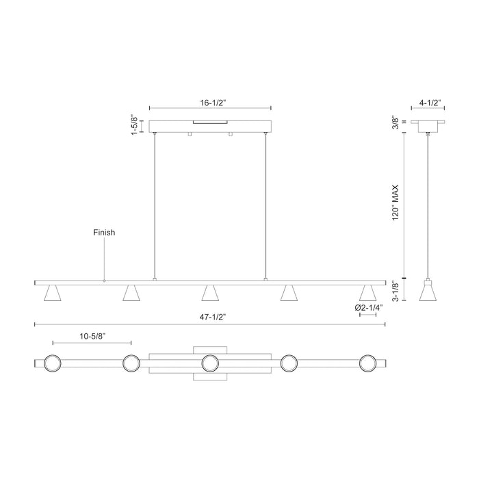 Dune LED Linear Pendant Black-Linear/Island-Kuzco Lighting-Lighting Design Store