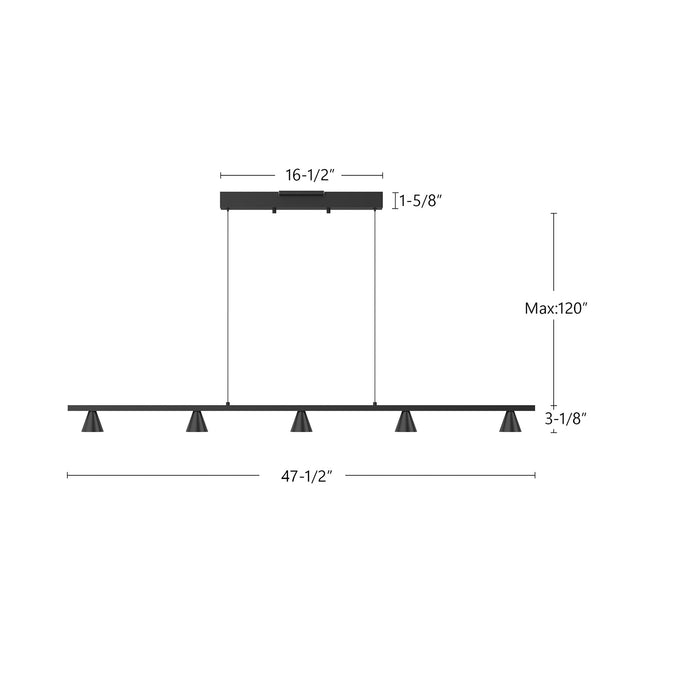 Dune LED Linear Pendant Black-Linear/Island-Kuzco Lighting-Lighting Design Store