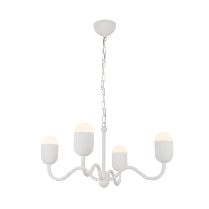 Effie Four Light Chandelier Antique White/Opal Glass-Mid. Chandeliers-Alora-Lighting Design Store
