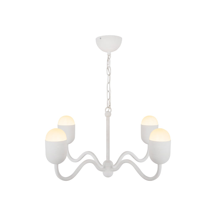 Effie Four Light Chandelier Antique White/Opal Glass-Mid. Chandeliers-Alora-Lighting Design Store