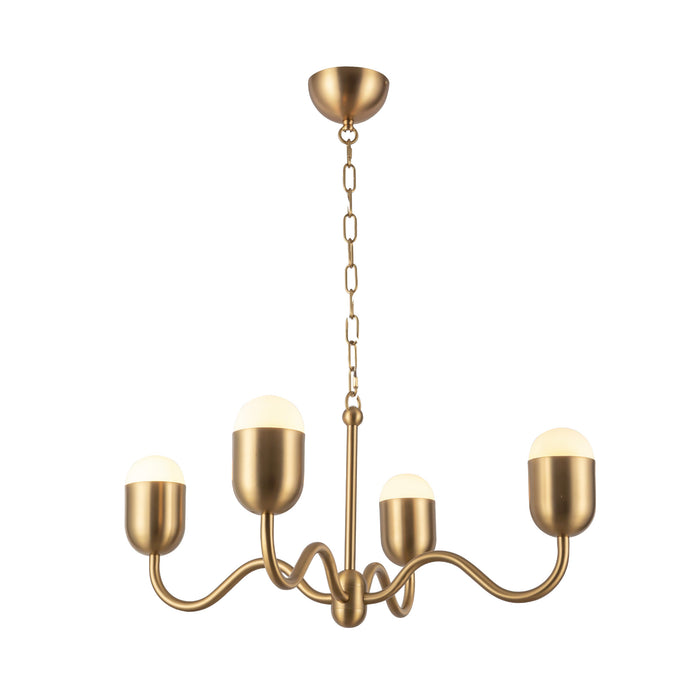 Effie Four Light Chandelier Brushed Gold/Opal Glass-Mid. Chandeliers-Alora-Lighting Design Store