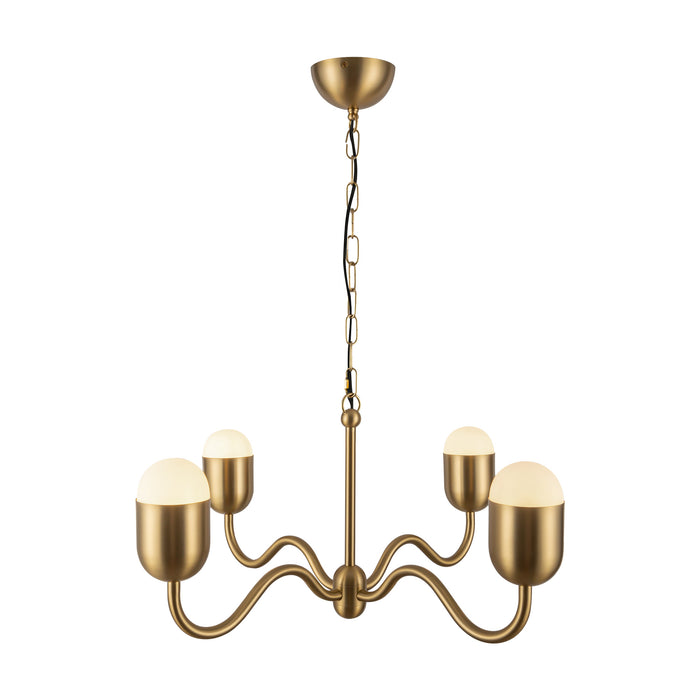 Effie Four Light Chandelier Brushed Gold/Opal Glass-Mid. Chandeliers-Alora-Lighting Design Store