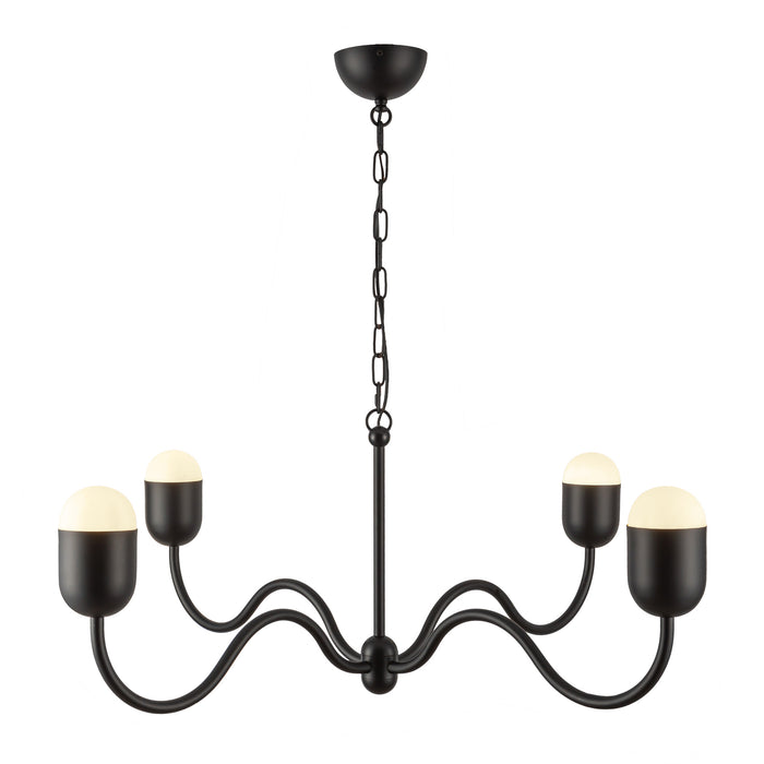 Effie Four Light Chandelier Matte Black/Opal Glass-Large Chandeliers-Alora-Lighting Design Store