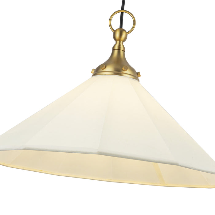 Ellen One Light Pendant Brushed Gold/White Linen-Pendants-Alora-Lighting Design Store