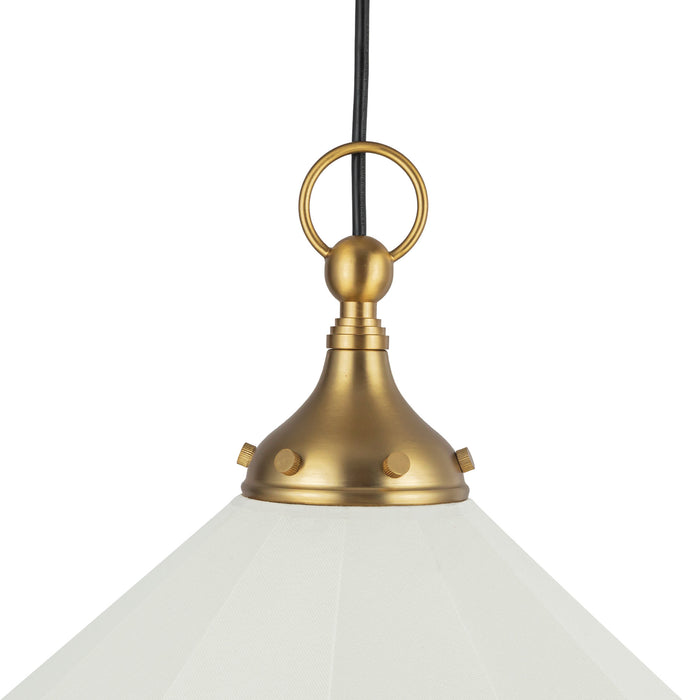 Ellen One Light Pendant Brushed Gold/White Linen-Pendants-Alora-Lighting Design Store