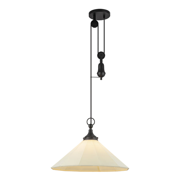 Ellen One Light Pendant Matte Black/White Linen-Pendants-Alora-Lighting Design Store