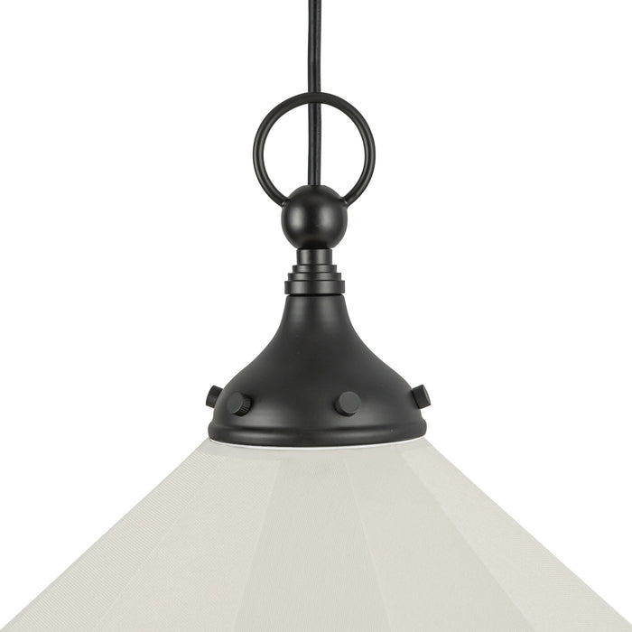 Ellen One Light Pendant Matte Black/White Linen-Pendants-Alora-Lighting Design Store