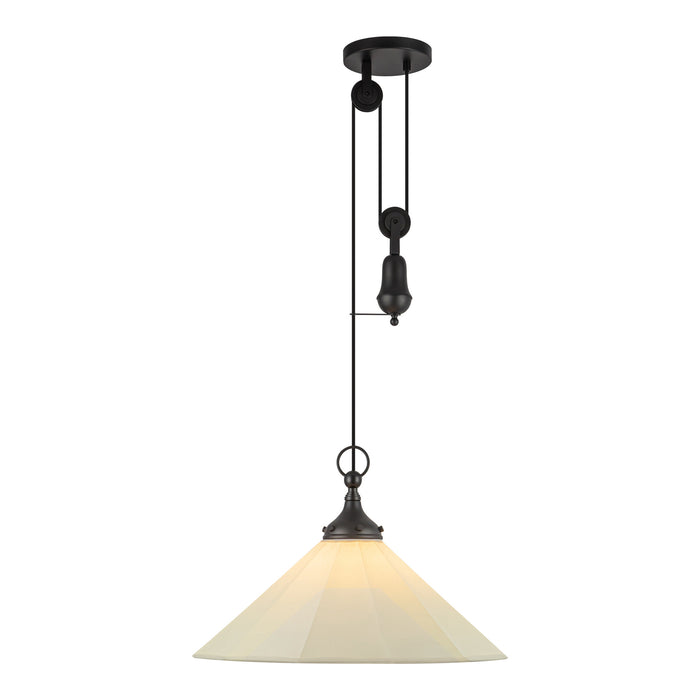 Ellen One Light Pendant Matte Black/White Linen-Pendants-Alora-Lighting Design Store