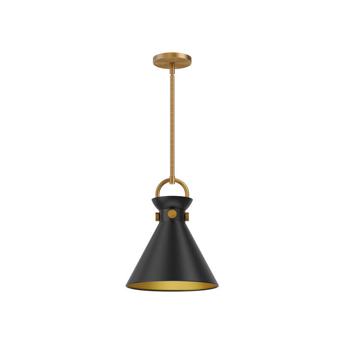 Emerson One Light Pendant Aged Gold/Matte Black-Mini Pendants-Alora-Lighting Design Store