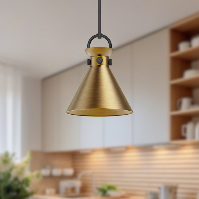 Emerson One Light Pendant Matte Black/Aged Gold-Mini Pendants-Alora-Lighting Design Store