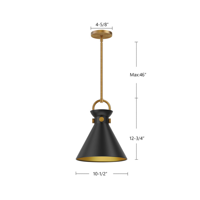 Emerson One Light Pendant Aged Gold/Matte Black-Mini Pendants-Alora-Lighting Design Store