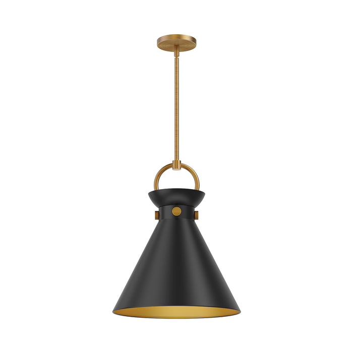 Emerson One Light Pendant Aged Gold/Matte Black-Pendants-Alora-Lighting Design Store