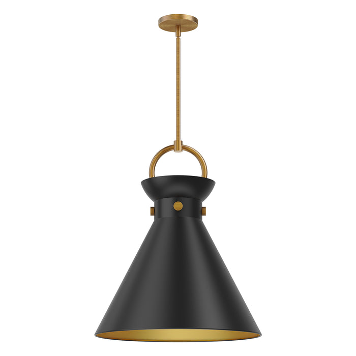 Emerson One Light Pendant Aged Gold/Matte Black-Pendants-Alora-Lighting Design Store