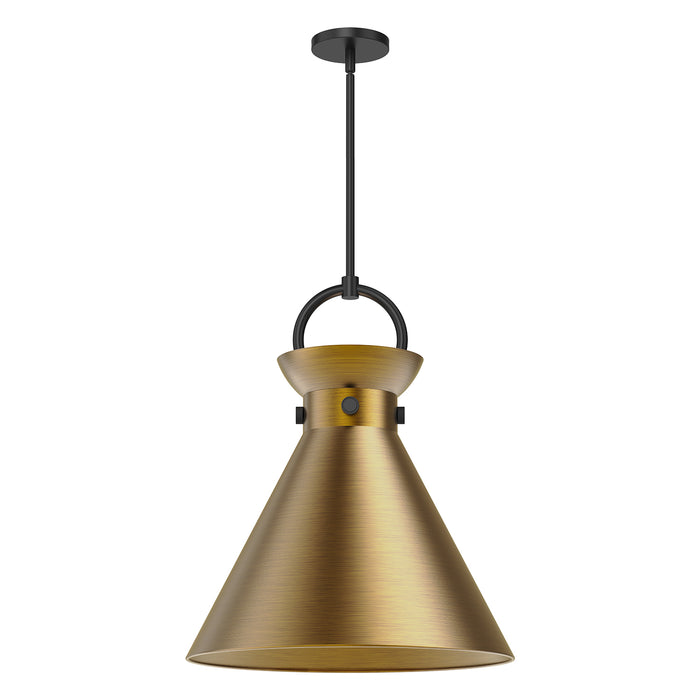 Emerson One Light Pendant Matte Black/Aged Gold-Pendants-Alora-Lighting Design Store