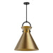 Emerson One Light Pendant Matte Black/Aged Gold-Pendants-Alora-Lighting Design Store