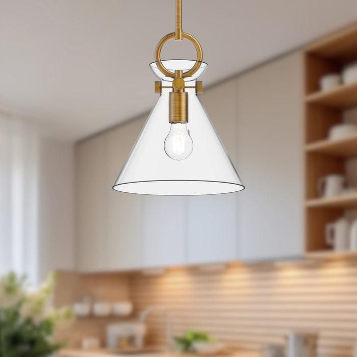 Emerson One Light Pendant Aged Gold/Clear-Mini Pendants-Alora-Lighting Design Store