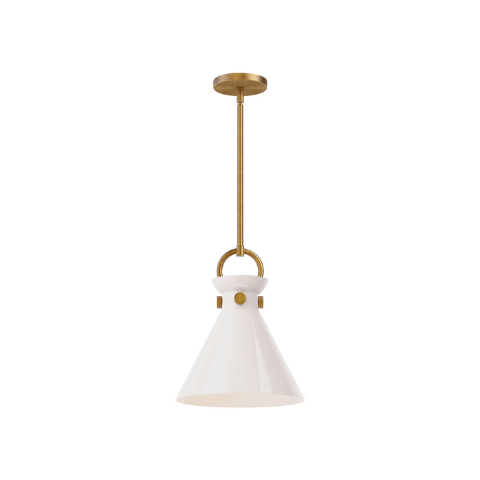 Emerson One Light Pendant Aged Gold/Glossy Opal Glass-Mini Pendants-Alora-Lighting Design Store
