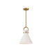 Emerson One Light Pendant Aged Gold/Glossy Opal Glass-Mini Pendants-Alora-Lighting Design Store